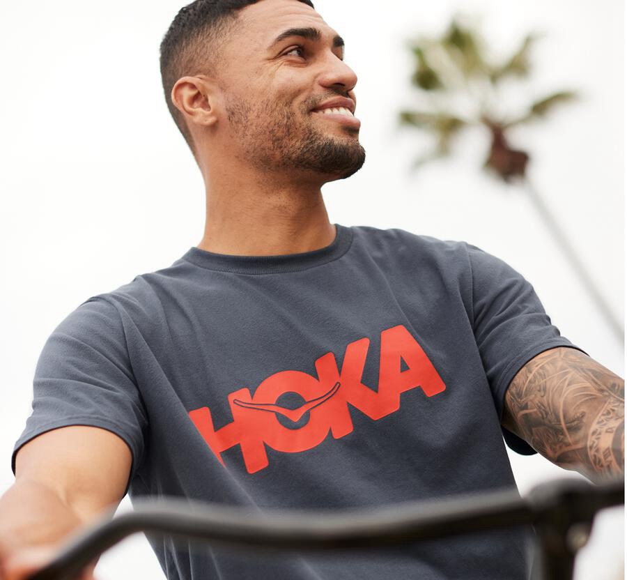 Hoka One One Tee Mens Blue - Brand - 70412XZGN